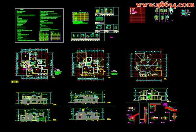 两层5室3厅4卫一号别墅施工图全套预览图