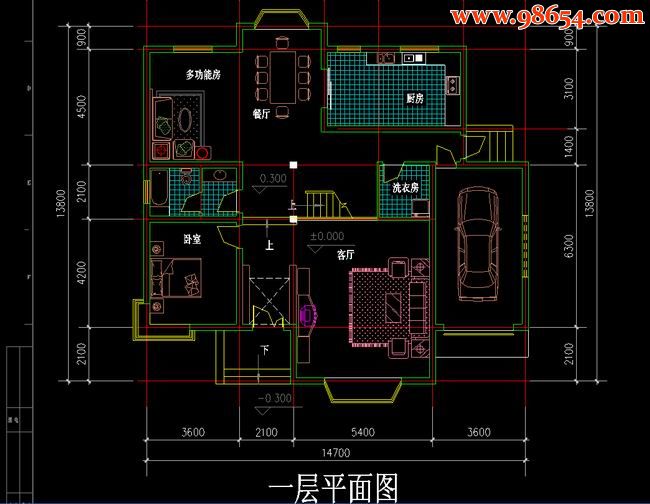 两层336平米高档式C户型别墅设计图一楼平面图