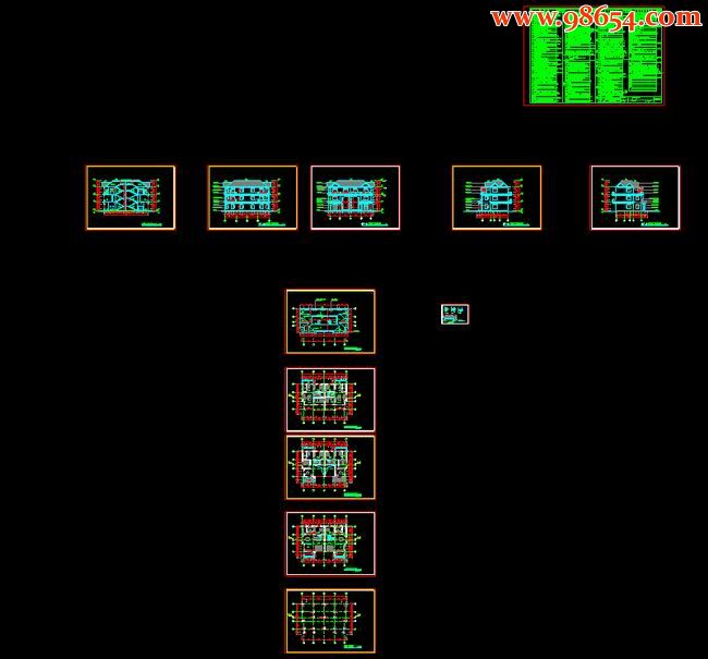 三层5室4厅3卫双拼别墅建筑图纸全套预览图