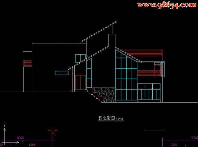 两层4室2厅4卫小别墅建筑方案图正立面图