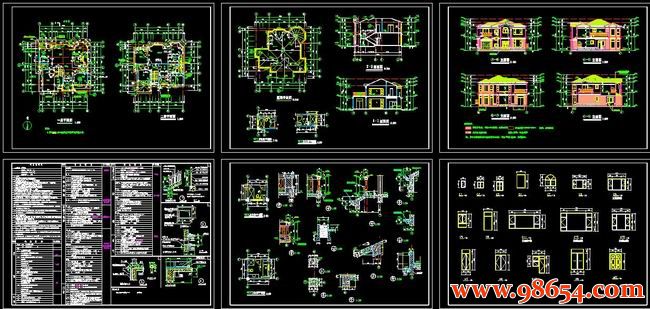 首层面积186平方米2层别墅施工图全套预览图