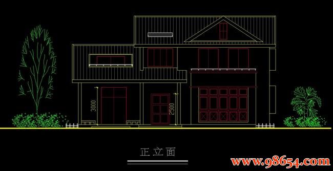 首层面积176平方米2层农村住宅施工图正立面图