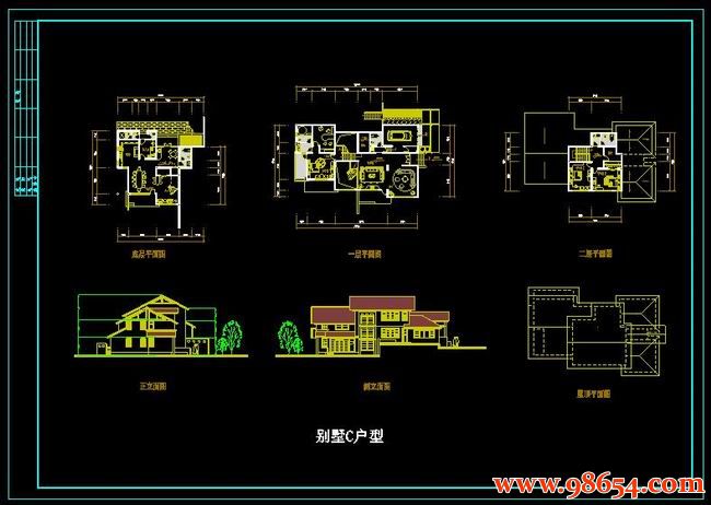 首层面积254平方米2层别墅C户型设计方案全套预览图