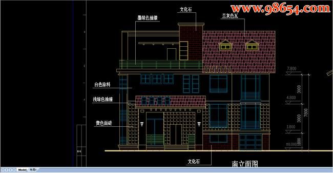 两层348平米高档式A户型别墅设计图正立面图