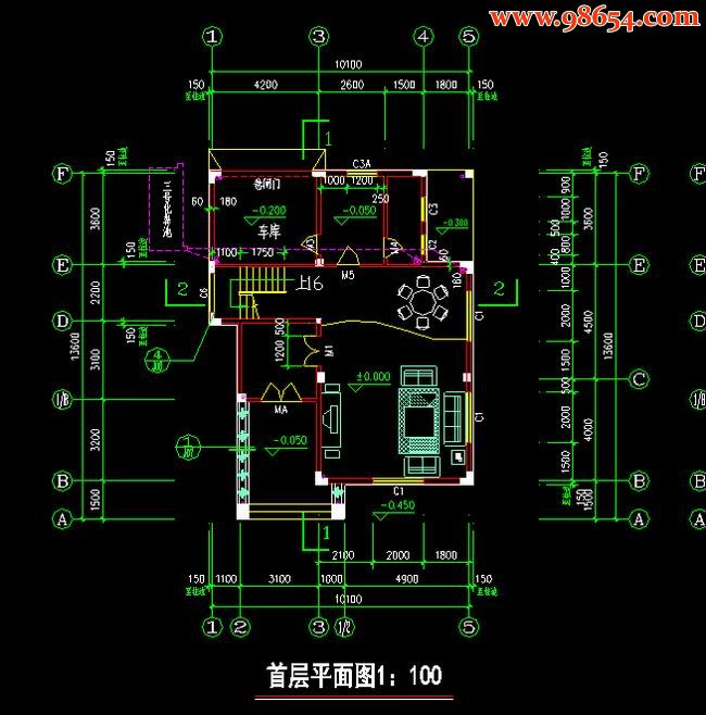 三层137平米农村现代化住宅设计图一楼平面图