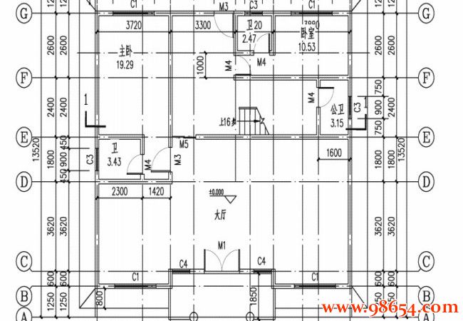 首层面积182平方米三层精致别墅设计图一楼平面图