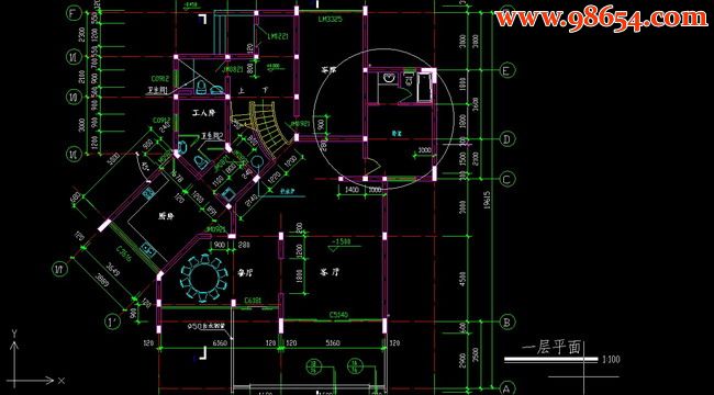 三层度假区别墅建筑方案一楼平面图