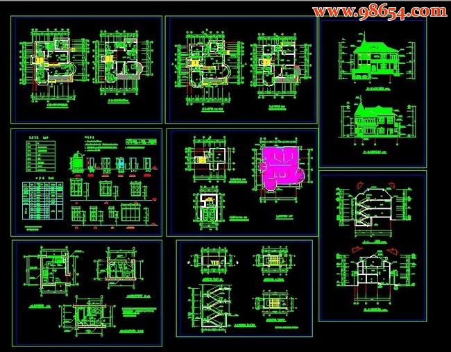 某某小区三层别墅建施图全套预览图