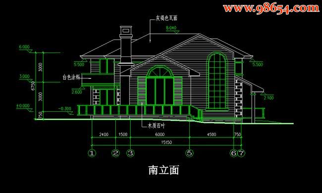 两层5室3厅4卫欧式别墅方案图正立面图