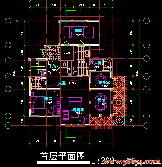 首层面积211平方米2层Q型别墅设计方案图一楼平面图