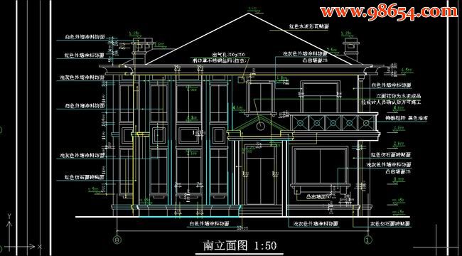 两层6室3厅3卫现代风格住宅09正立面图