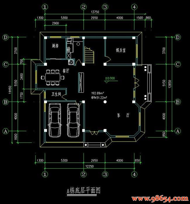 首层面积156平方米3层独栋别墅全套施工图一楼平面图