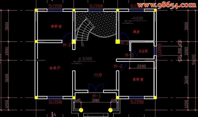 南方某山庄三层别墅户型图 一楼平面图