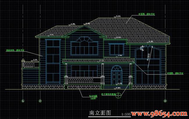 首层面积314平方米2层单家独院式大别墅正立面图