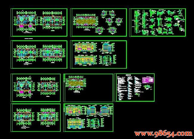 首层面积248平方米3层联排别墅建筑施工总图全套预览图