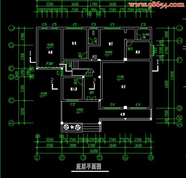 首层214平方米2层别墅建筑施工总图一楼平面图