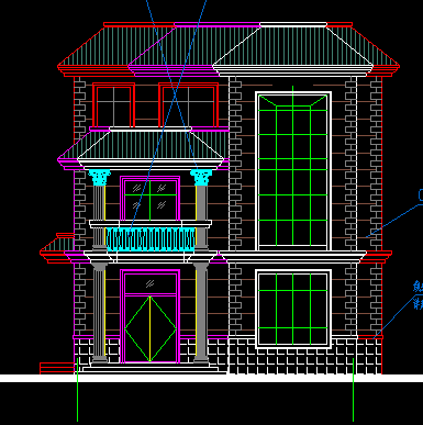 三层欧式别墅图纸 建筑设计全套图纸10X13.5正立面图