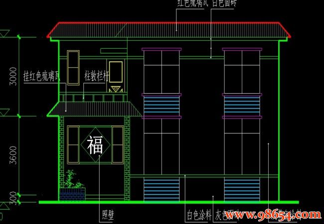 首层面积170平方米二层双拼别墅设计图正立面图