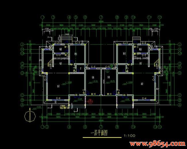 首层面积364平方米3层双拼别墅设计方案一楼平面图