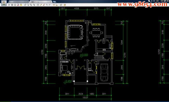 三层自建高级别墅施工图一楼平面图