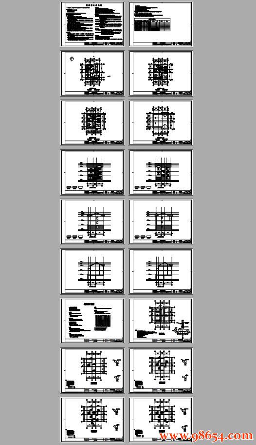  首层面积105平方米3层联排别墅单套设计施工图全套预览图