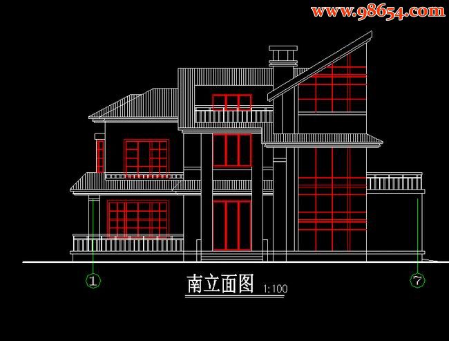 两层农村欧式规划别墅设计图正立面图