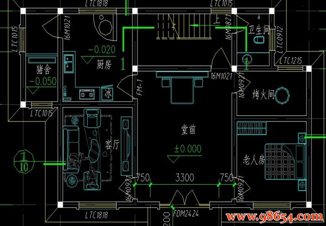 首层面积114平方米三层别墅设计图一楼平面图