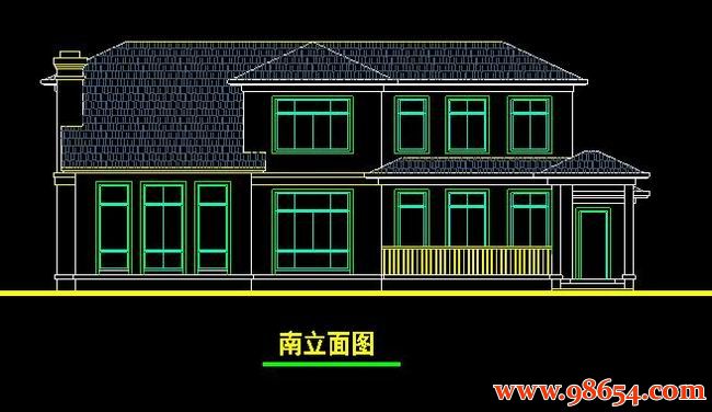 首层面积219平方米2层别墅设计施工图正立面图