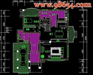 某别墅区二层别墅建施图一楼平面图