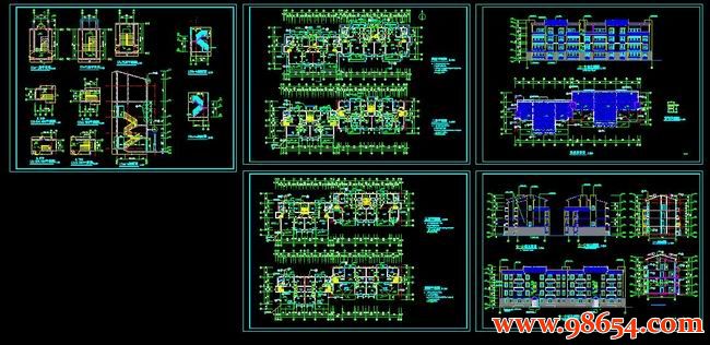 首层面积631平方米4层某小区住宅楼施工图全套预览图