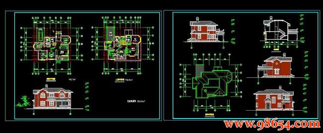 首层面积199平方米2层别墅施工图全套预览图