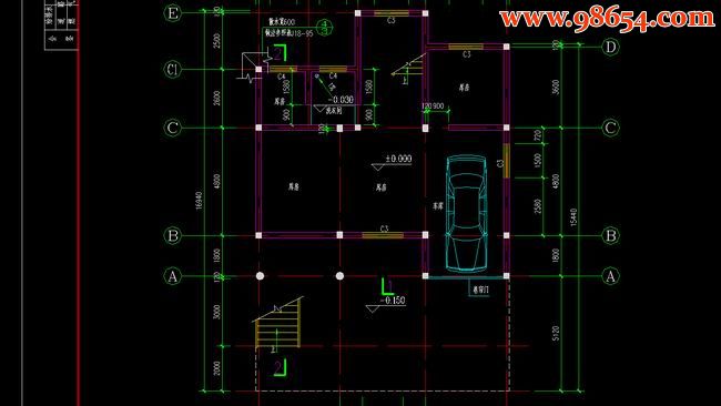 三层农居房建筑施工图一楼平面图