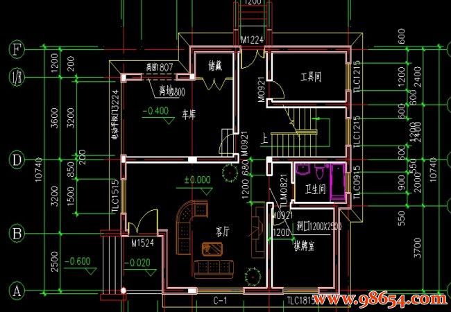 首层面积124平方米三层别墅设计图一楼平面图