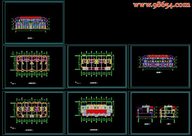 首层397平方米3层6户多层别墅建筑施工图2全套预览图