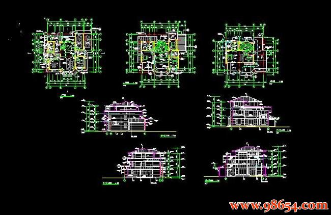 首层面积194平方米3层别墅样板设计图全套预览图