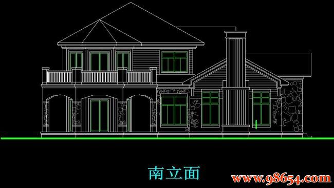 首层面积271平方米2层别墅建筑施工图正立面图