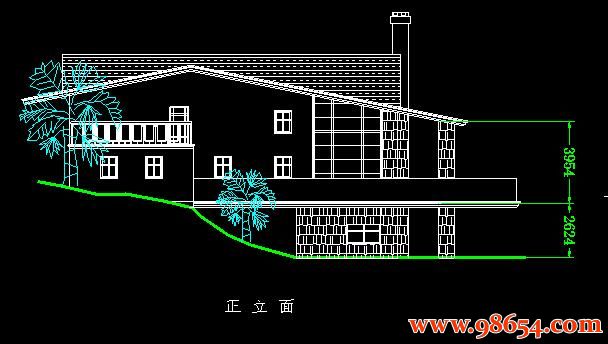 首层面积379平方米2层D型别墅设计方案正立面图