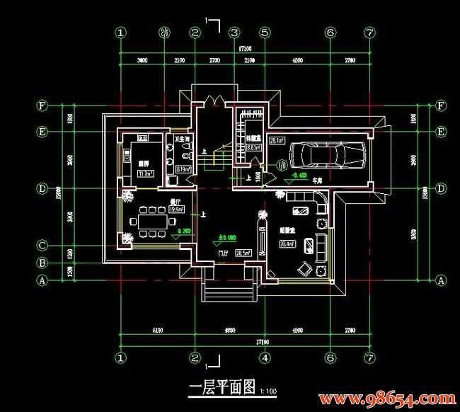 首层面积205平方米2层别墅施工图一楼平面图