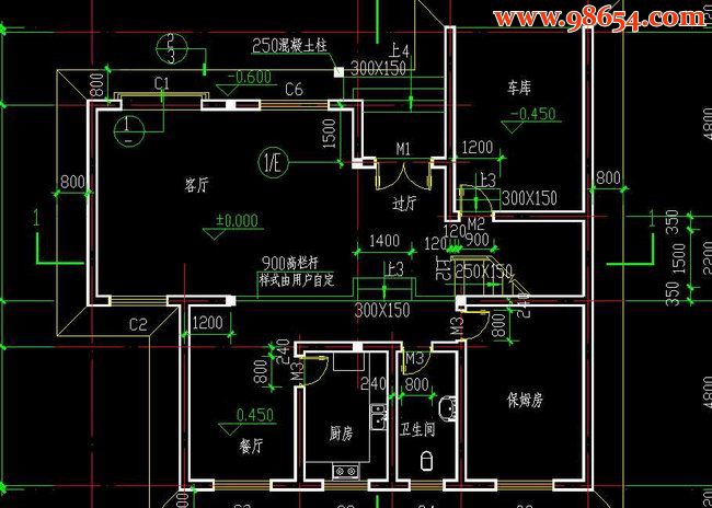 瓷都世纪花园三层A型别墅户型图一楼平面图