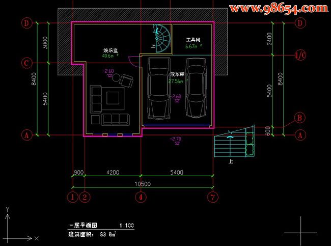 三层5室4厅4卫别墅A型方案一楼平面图