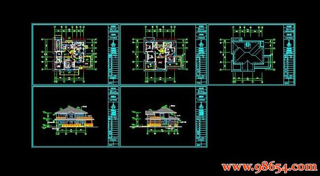 首层面积198平方米2层别墅设计施工图全套预览图