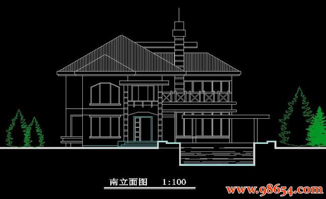 首层面积211平方米2层独立别墅户型A正立面图