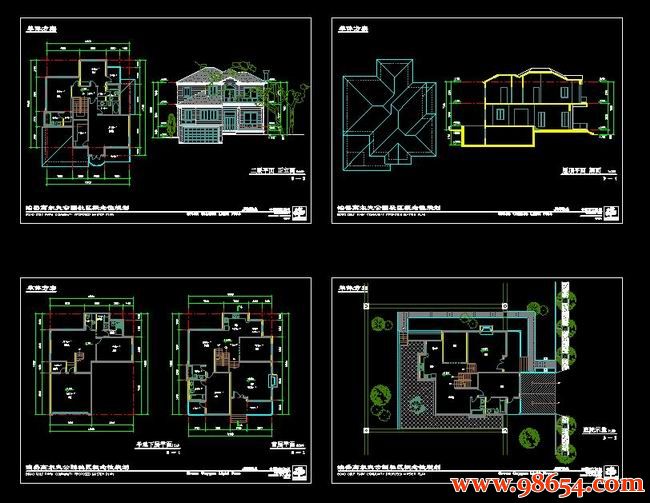 首层面积176平方米2层某D型别墅施工图全套预览图