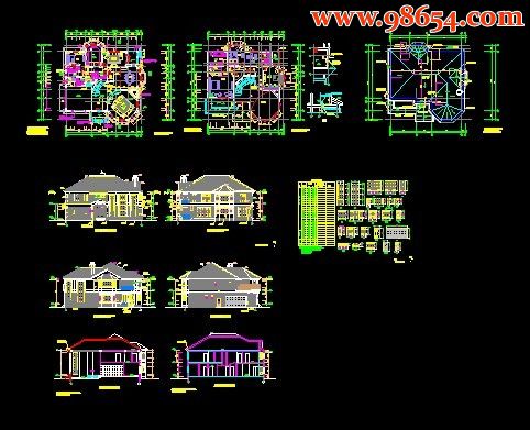 二层钢结构别墅建施图全套预览图