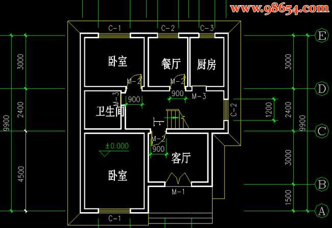 首层70平米2层农村自建房设计图一楼平面图