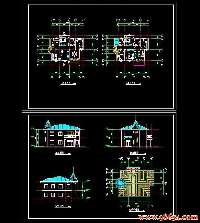 首层面积136平方米2层别墅设计施工图全套预览图