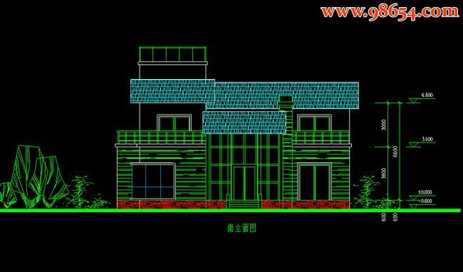 首层197平方米2层别墅设计方案图正立面图