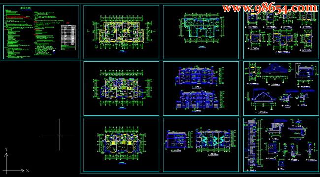 三层三联拼别墅建筑施工图全套预览图