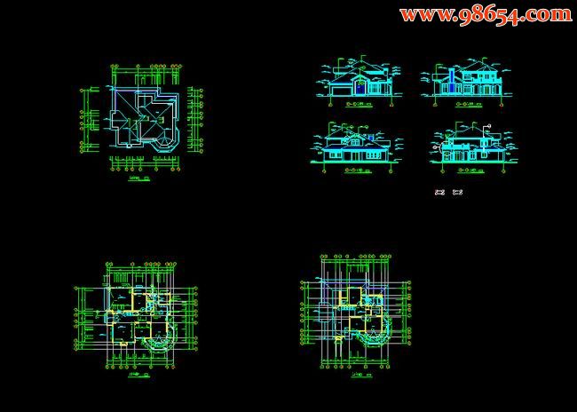 两层4室3厅3卫望江别墅施工图全套预览图