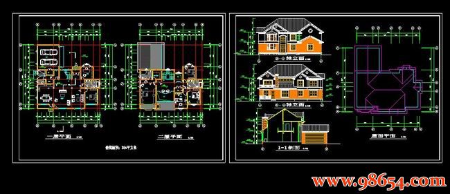 首层面积313平方米2层别墅建筑施工图全套预览图